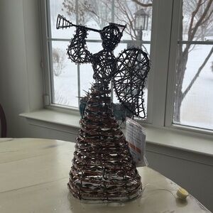 Angel Sculpture with Silver and Brown Accents Lights Up 16” tall
